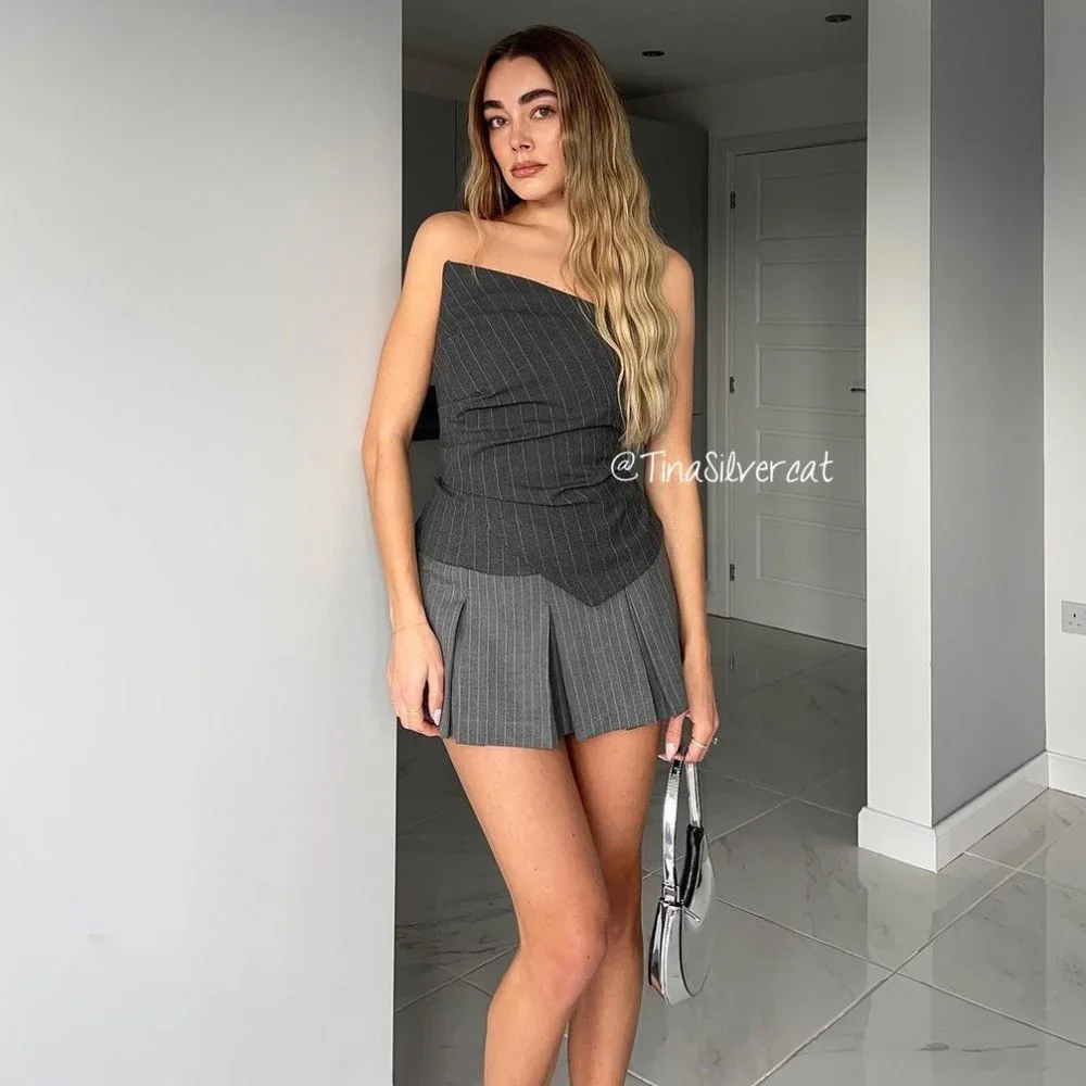 BLOGGER'S FAVE! Zara Corset Dark Gray NWT - Picture 3 of 17